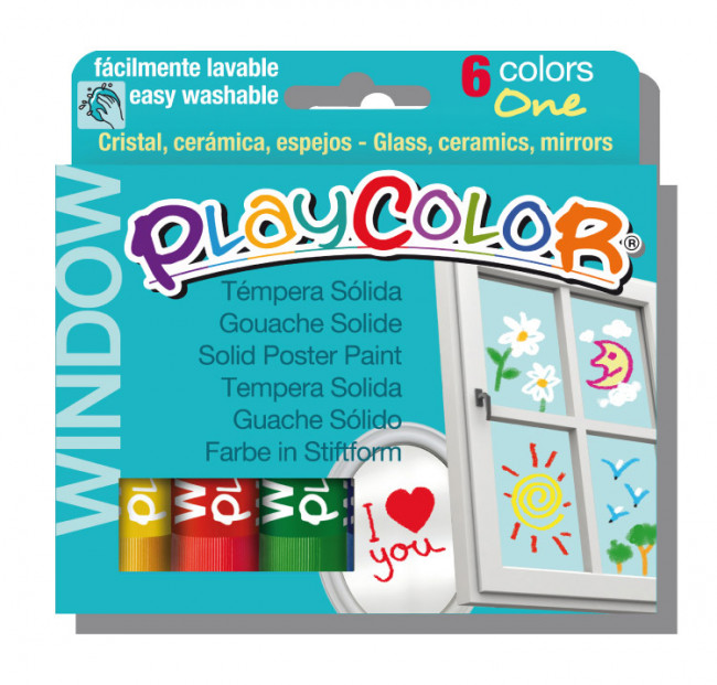 TEMPERA PLAYCOLOR ONE WINDOW CRISTAL ESTUCHE 6 COLORES 10G. REF: P 02001