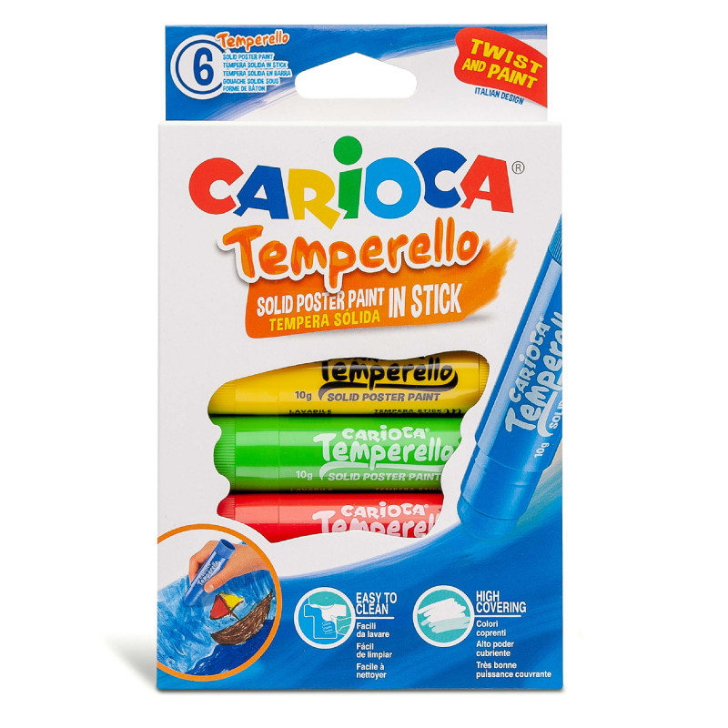 TEMPERA SOLIDA ESTUCHE DE 6 COLORES TEMPERELLO CARIOCA REF: 42739
