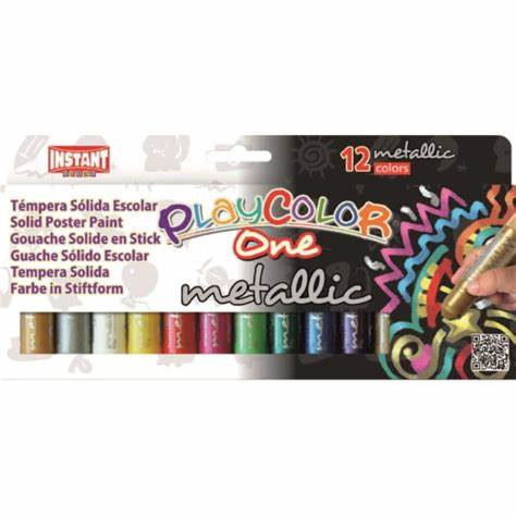 TEMPERA SOLIDA PLAYCOLOR COLORES METALICOS 12 COLORES REF 10121