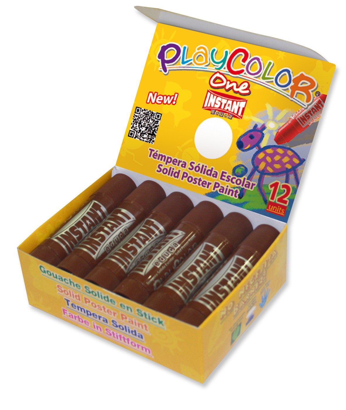TEMPERA SOLIDA PLAYCOLOR INSTANT MARRON ***CAJA 12 TEMPERAS*** REF: 10861