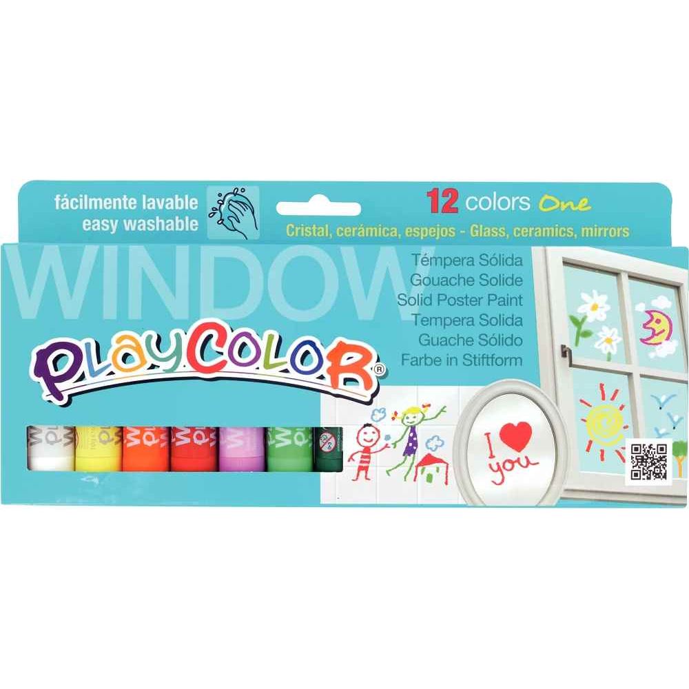 TEMPERA SOLIDA PLAYCOLOR WINDOW CRISTAL 12 COLORES SURTIDOS REF. 02011