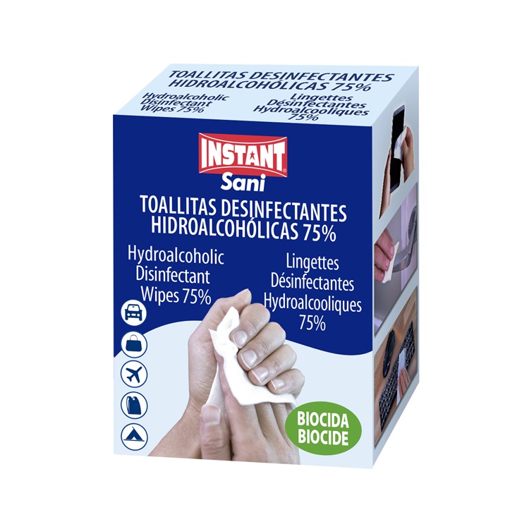 TOALLITAS DESINFECTANTES HIDROALCOHOLICA 75% EN BOLSAS INDIVIDUALES INSTANT REF: 20041