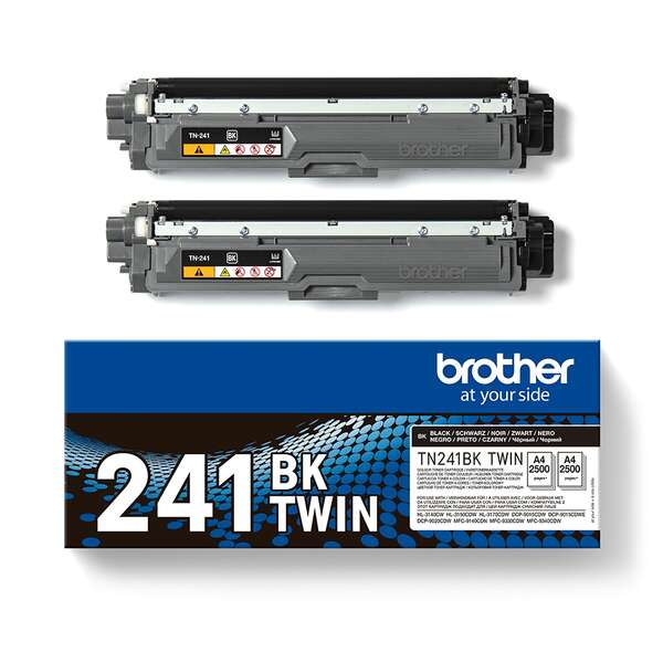 TONER ORIGINAL Brother TN241 Negro Pack de 2 Cartuchos de Toner Originales - TN241BKTWIN