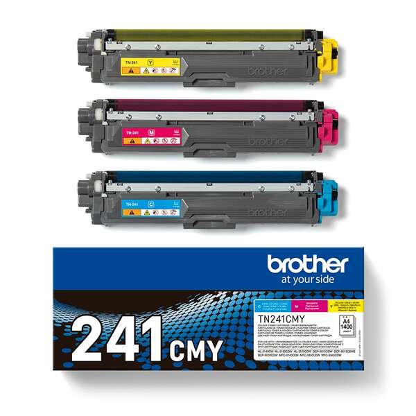 TONER ORIGINAL Brother TN241 Pack de 3 Cartuchos de Toner Originales - Cian, Magenta, Amarillo - TN241CMY