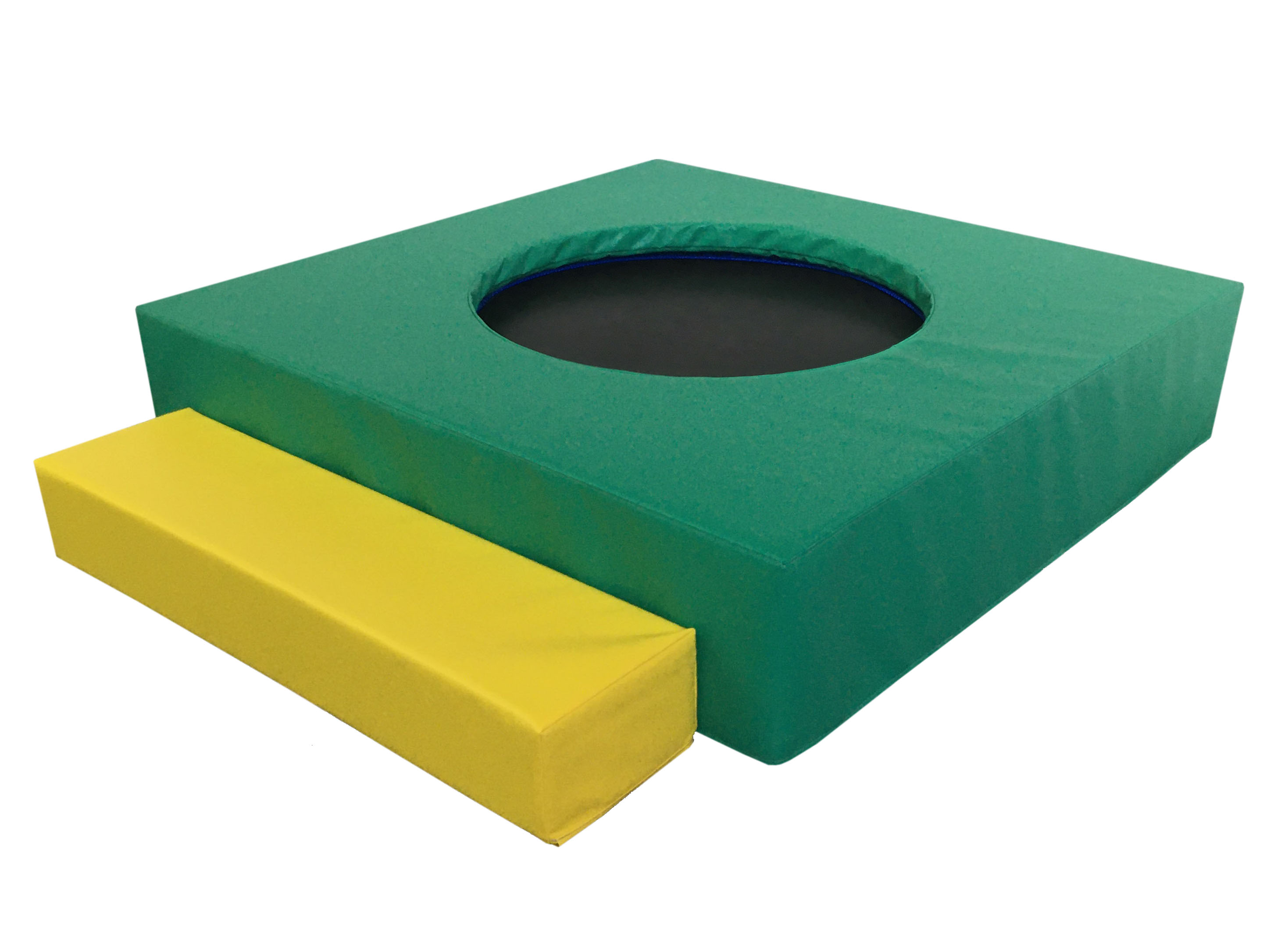 TRAMPOLÍN + PROTECCIÓN + ESCALON PSICOMOTRICIDAD 123X123X28 CM REF 319