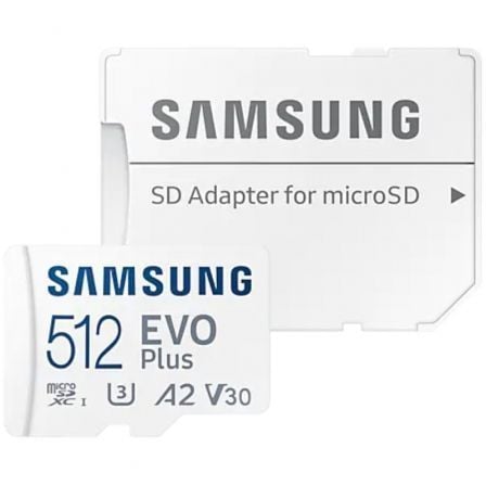 Tarjeta de Memoria Samsung EVO Plus 2021 512GB microSD XC con Adaptador/ Clase 10/ 130MBs