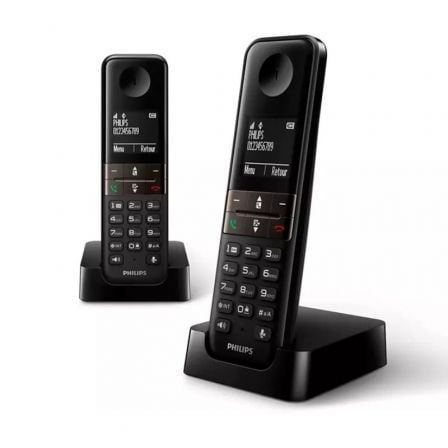 Teléfono Inalámbrico Philips D4702B/34/ Pack DUO/ Negro