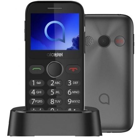 Teléfono Móvil Alcatel 2020X para Personas Mayores/ Gris Metal