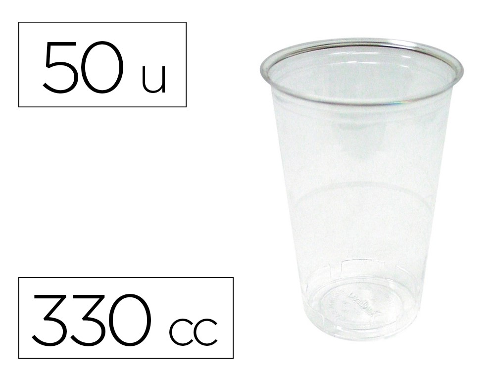 VASO PLASTICO TRANSPARENTE ***330CC*** PAQUETE 50 UNIDADES