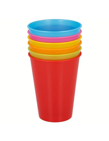 VASO POLIPROPILENO DE 260ML ***PACK DE 6 VASOS*** COLORES SURTIDOS APTOS PARA ALIMENTACION / LAVAVAJILLAS / MICROONDAS