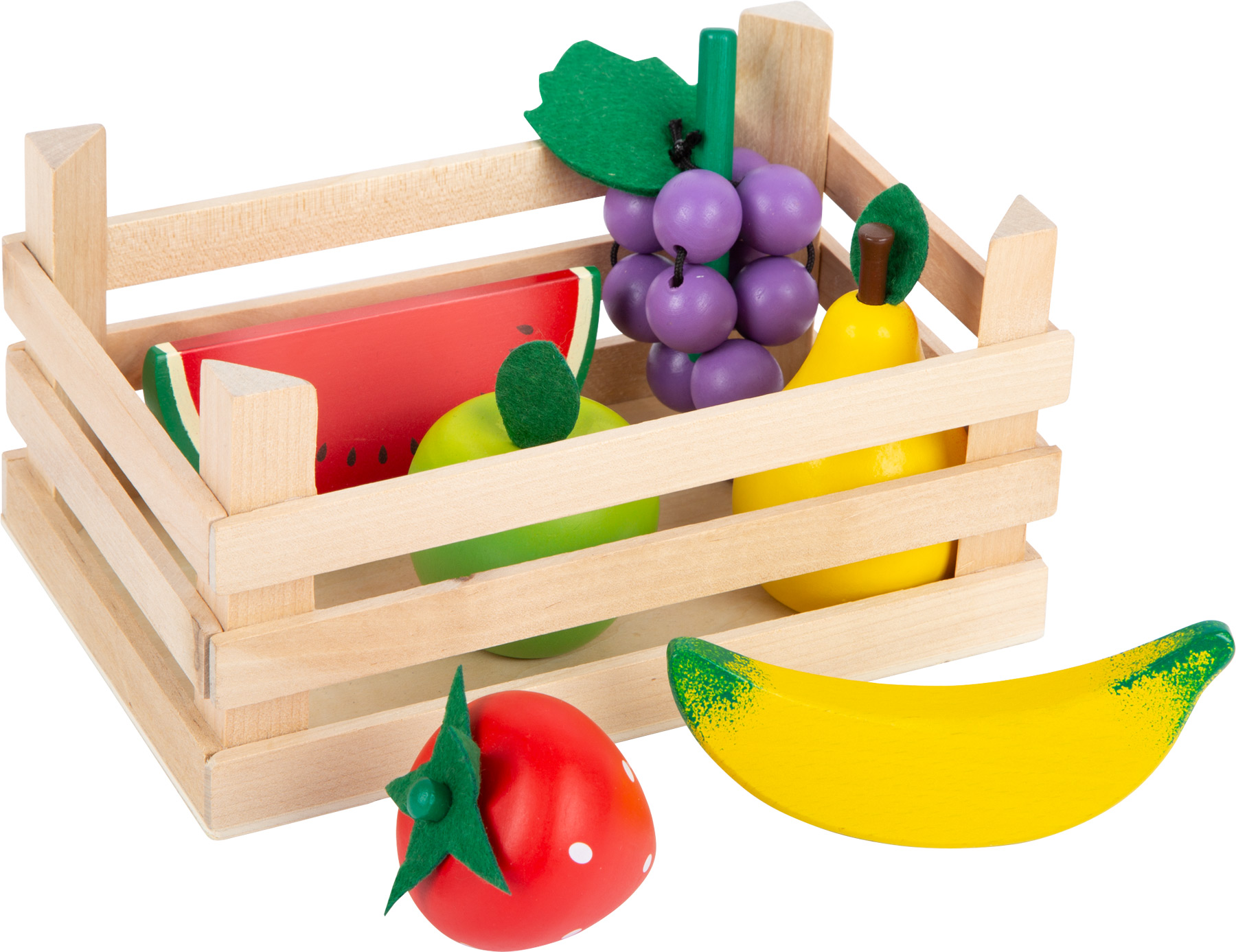 **descatalogado*** CAJA DE MADERA CON 6 FRUTAS DE MADERA DE 18X12X9.5CM REF: L11755