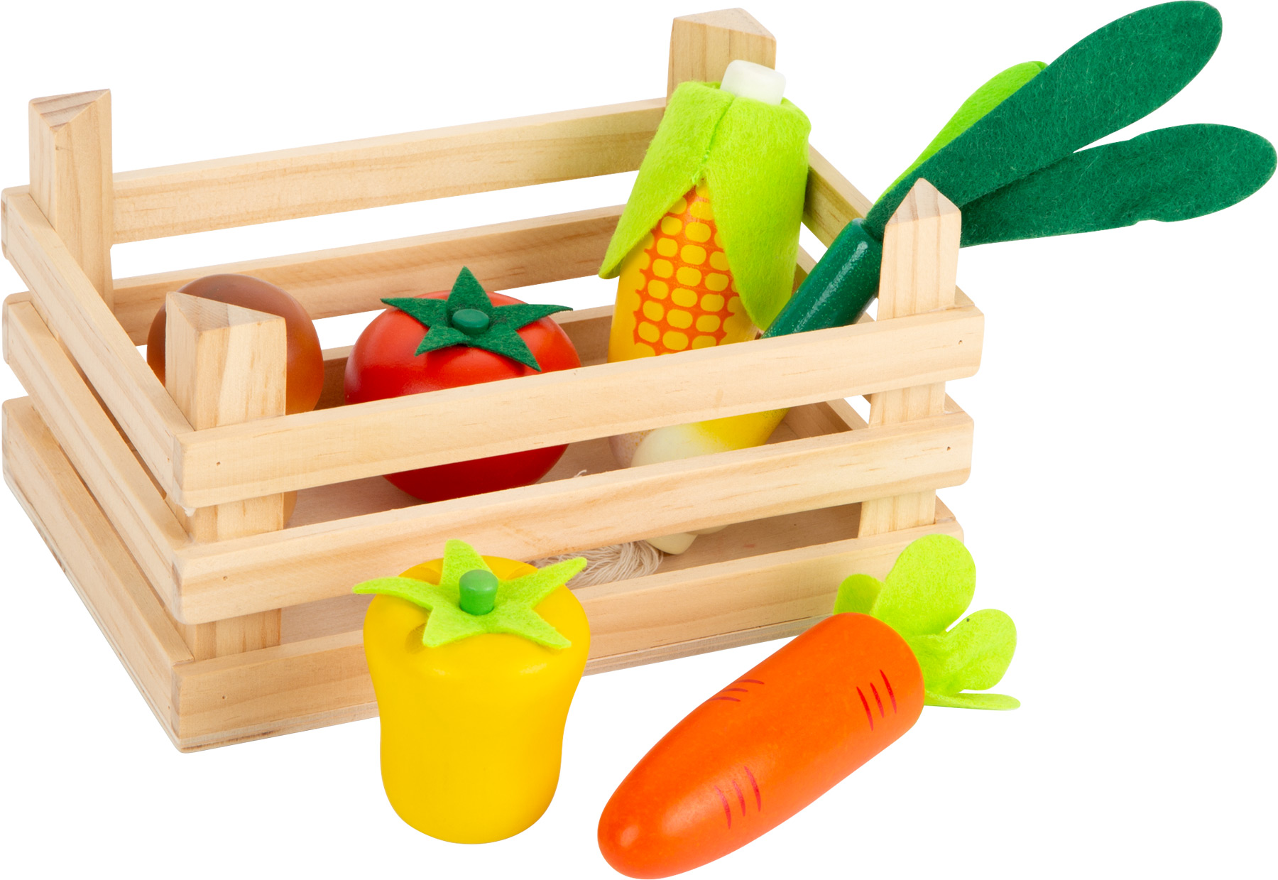 ***descatalogado*** CAJA DE MADERA CON 6 VERDURAS DE MADERA DE 18X12X9.5CM REF: L11754
