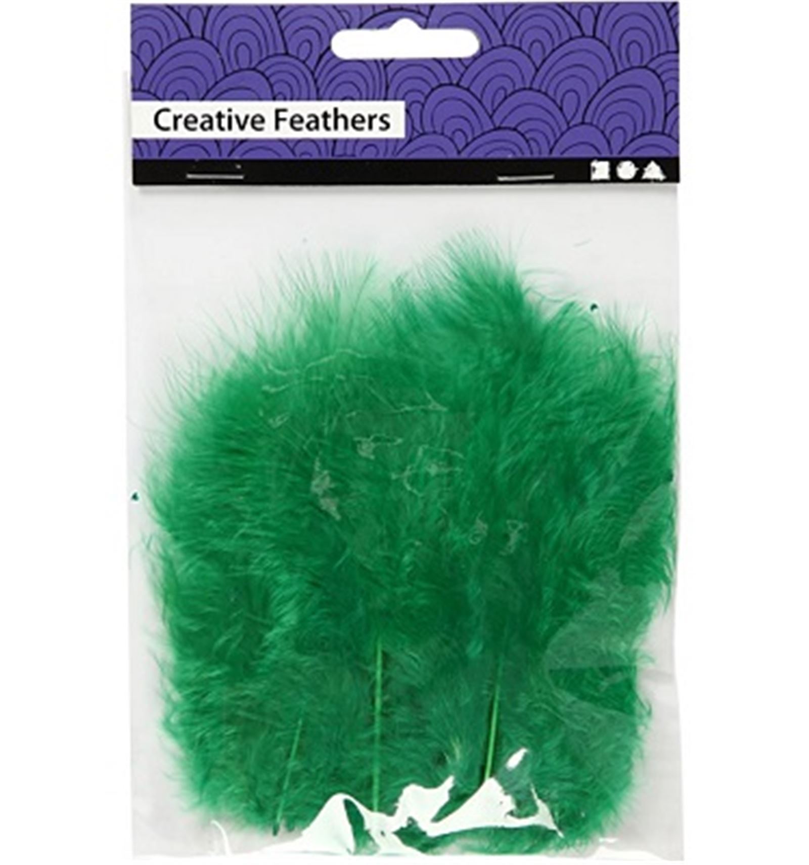 ****descatalogado**** PLUMAS COLOR ***VERDE*** DE 5-12CM PAQUETE DE 15 UNIDADES