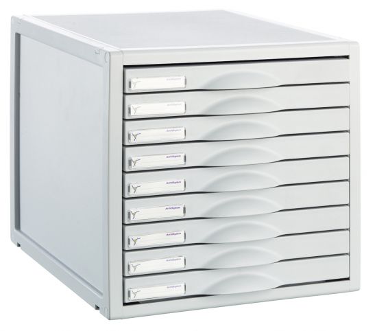 ***descatalogado posibilidad de cambiar por la referencia 982750 y 982751**** MODULO DE 9 CAJONES FORMATO A3 DIMENSIONES 474X356X303MM PP GRIS REF: 45