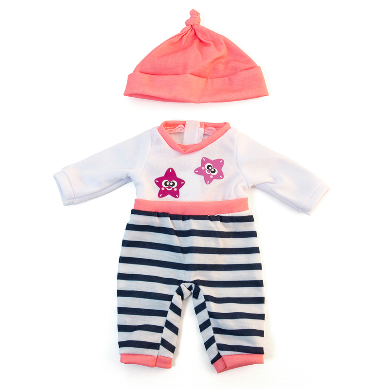 ****descatalogado posible cambio por 31578**** ROPITA MUÑECO DE 32CM PIJAMA A RAYAS CON GORRO REF: 31632